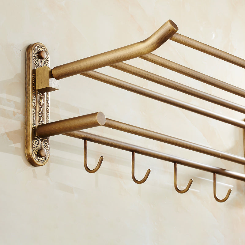 Worn Brass Traditional Bathroom Set with Bath Shelf/Paper Holder & Towel Bar