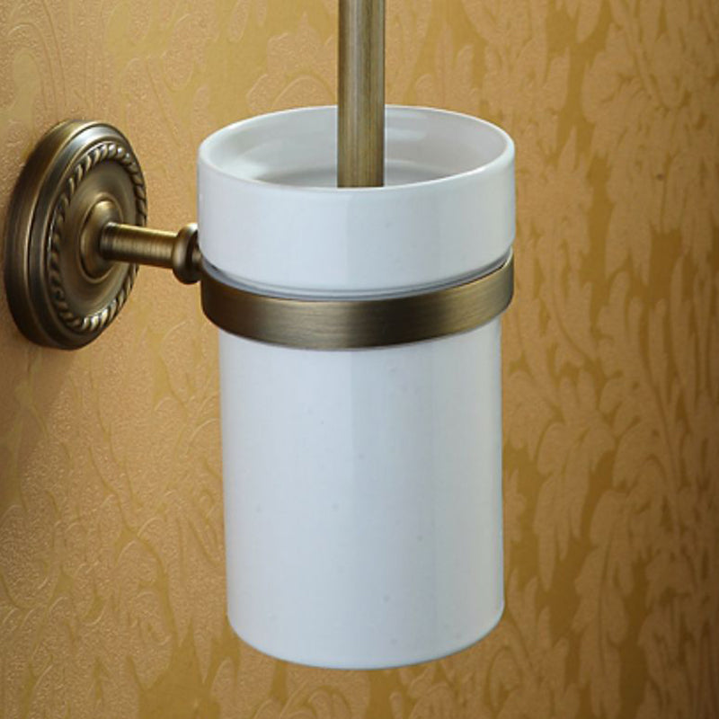 Worn Brass Traditional Bathroom Set with Bath Shelf/Paper Holder & Towel Bar
