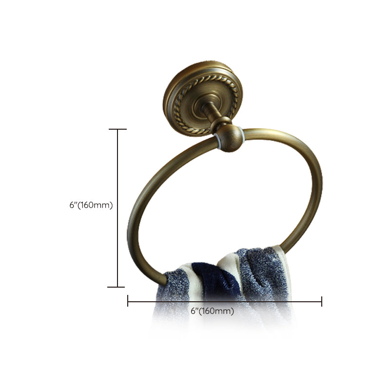 Worn Brass Traditional Bathroom Set with Bath Shelf/Paper Holder & Towel Bar