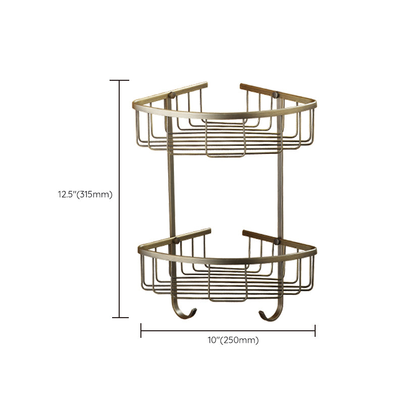 Worn Brass Traditional Bathroom Set with Bath Shelf/Paper Holder & Towel Bar