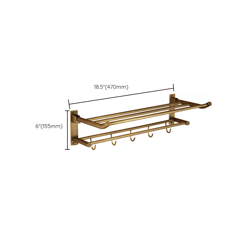 Worn Brass Traditional Bathroom Set with Bath Shelf/Paper Holder & Towel Bar