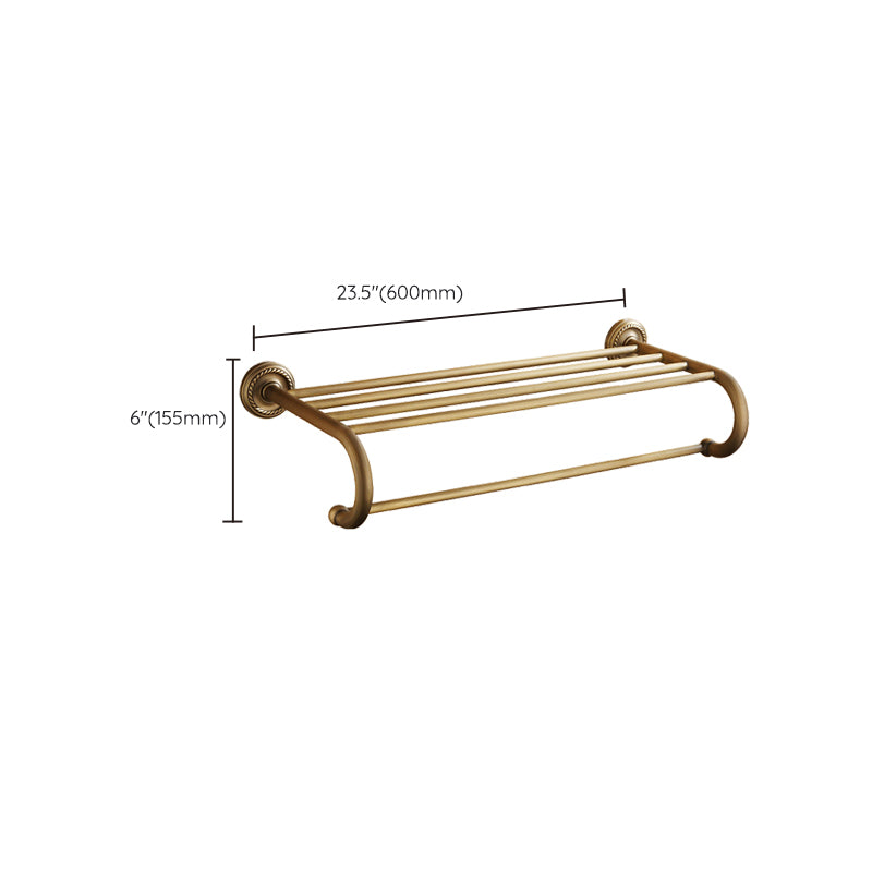 Worn Brass Traditional Bathroom Set with Bath Shelf/Paper Holder & Towel Bar
