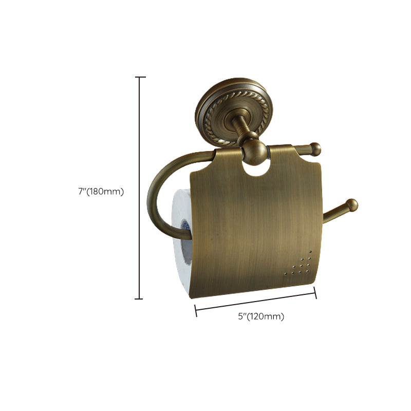 Worn Brass Traditional Bathroom Set with Bath Shelf/Paper Holder & Towel Bar