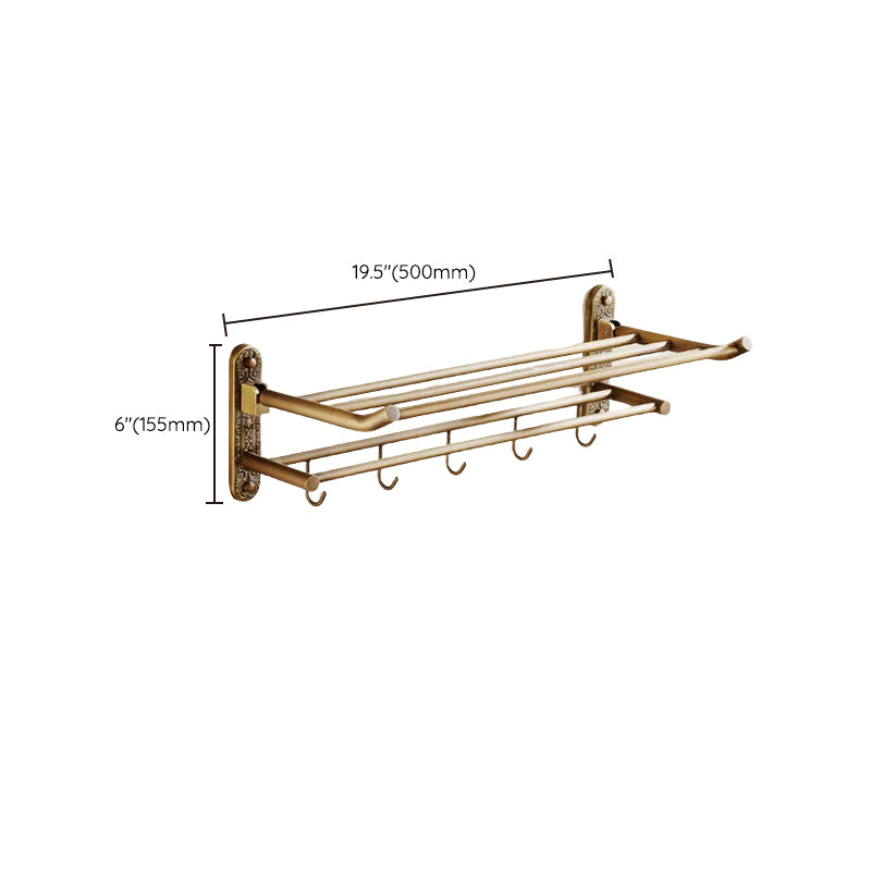 Worn Brass Traditional Bathroom Set with Bath Shelf/Paper Holder & Towel Bar