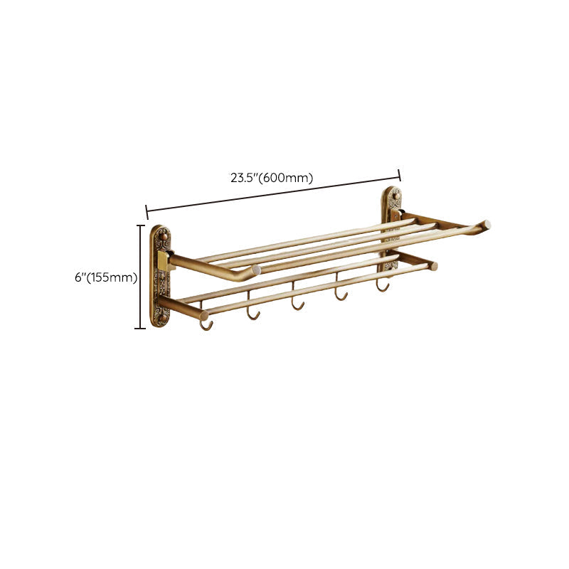Worn Brass Traditional Bathroom Set with Bath Shelf/Paper Holder & Towel Bar
