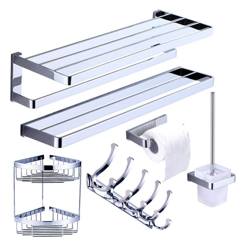 Chrome brass modern bathroom accessory set with towel bar/ ring/ paper holder & bathrobe hook