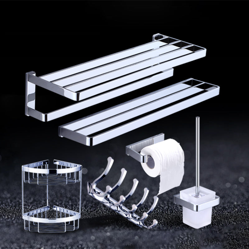 Chrome brass modern bathroom accessory set with towel bar/ ring/ paper holder & bathrobe hook