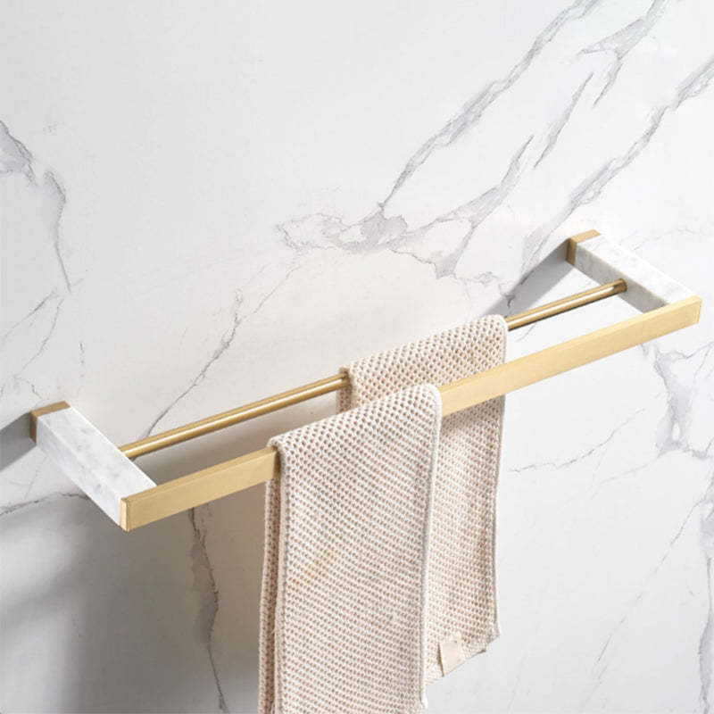 Brushed Brass Bathroom Accessory Set Metal & Marble Bathroom Hardware Set with Bathtub Shelf