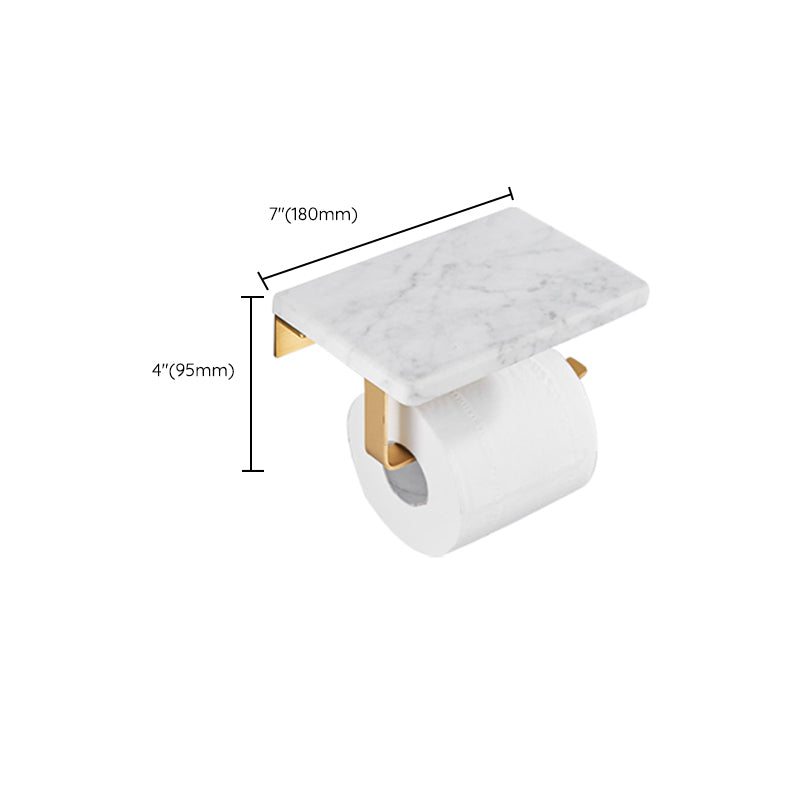 Brushed Brass Bathroom Accessory Set Metal & Marble Bathroom Hardware Set with Bathtub Shelf