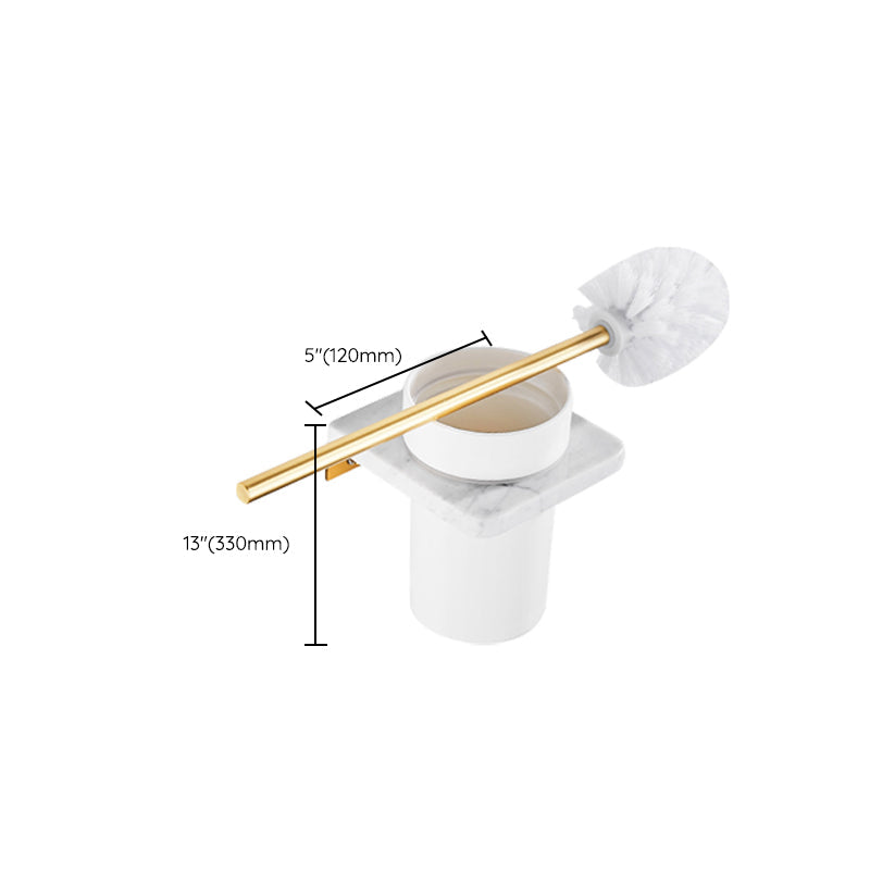 Brushed Brass Bathroom Accessory Set Metal & Marble Bathroom Hardware Set with Bathtub Shelf