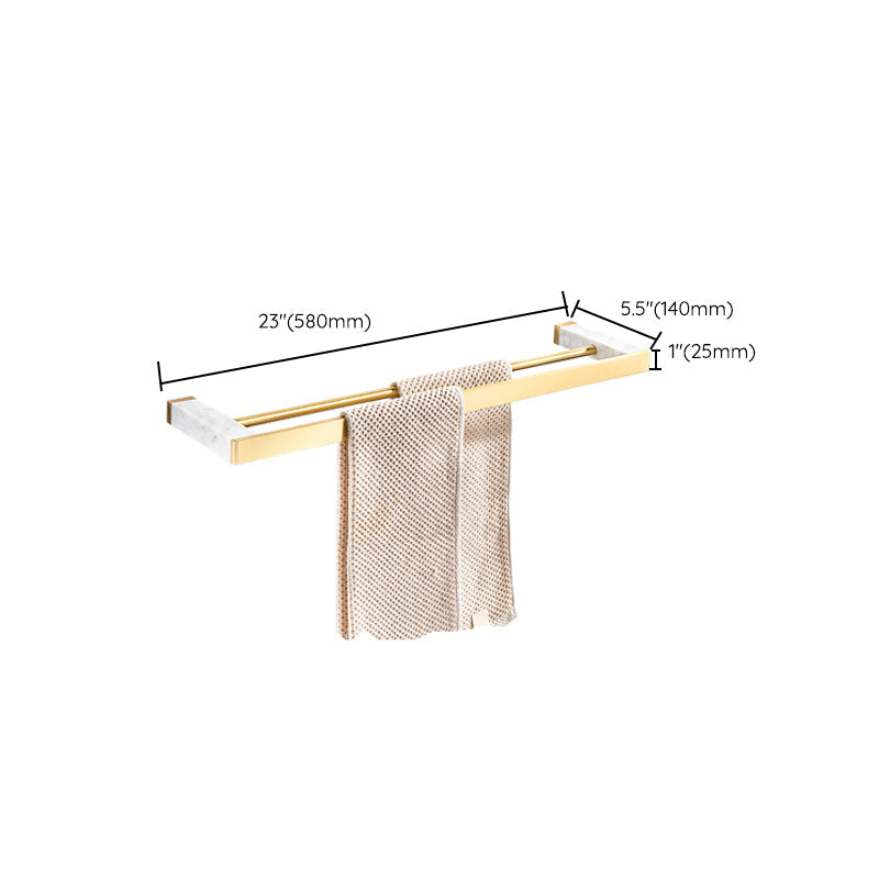 Brushed Brass Bathroom Accessory Set Metal & Marble Bathroom Hardware Set with Bathtub Shelf