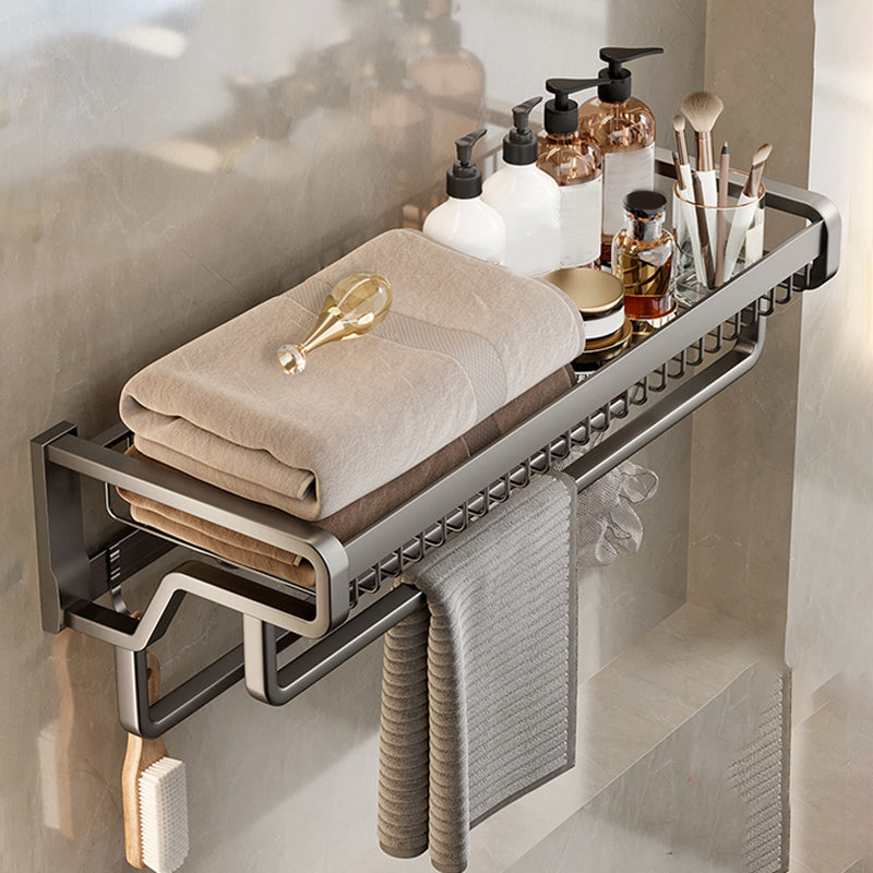 Contemporary bathroom accessory set made of matte stainless steel-aluminum with bathrobe hook/towel rail