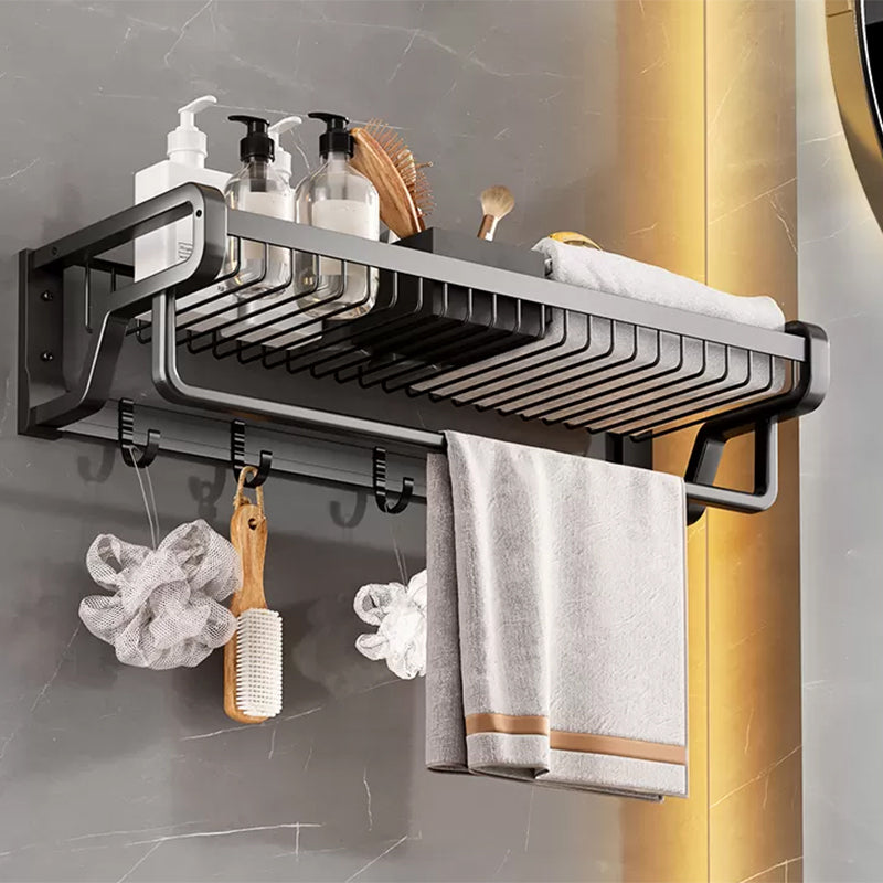 Contemporary bathroom accessory set made of matte stainless steel-aluminum with bathrobe hook/towel rail