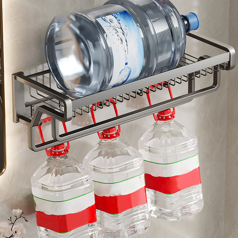 Contemporary bathroom accessory set made of matte stainless steel-aluminum with bathrobe hook/towel rail