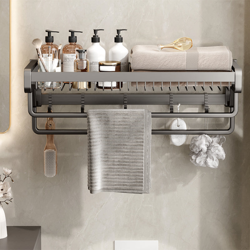 Contemporary bathroom accessory set made of matte stainless steel-aluminum with bathrobe hook/towel rail