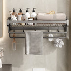 Contemporary bathroom accessory set made of matte stainless steel-aluminum with bathrobe hook/towel rail