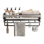 Contemporary bathroom accessory set made of matte stainless steel-aluminum with bathrobe hook/towel rail
