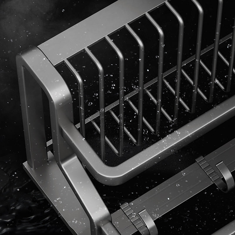 Contemporary bathroom accessory set made of matte stainless steel-aluminum with bathrobe hook/towel rail