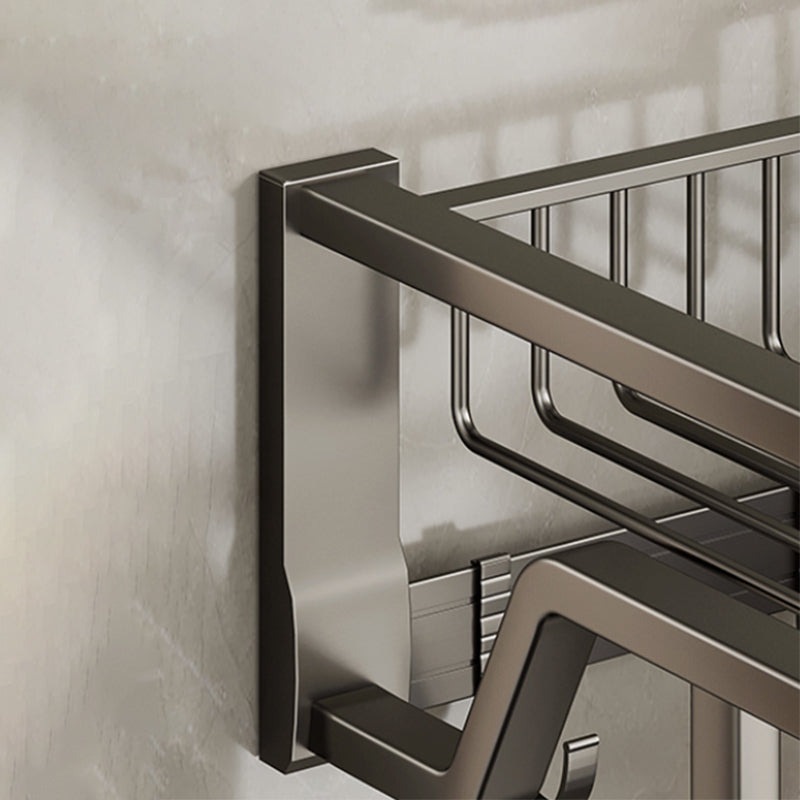Contemporary bathroom accessory set made of matte stainless steel-aluminum with bathrobe hook/towel rail