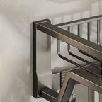 Contemporary bathroom accessory set made of matte stainless steel-aluminum with bathrobe hook/towel rail