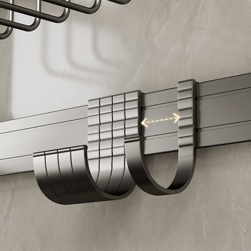 Contemporary bathroom accessory set made of matte stainless steel-aluminum with bathrobe hook/towel rail