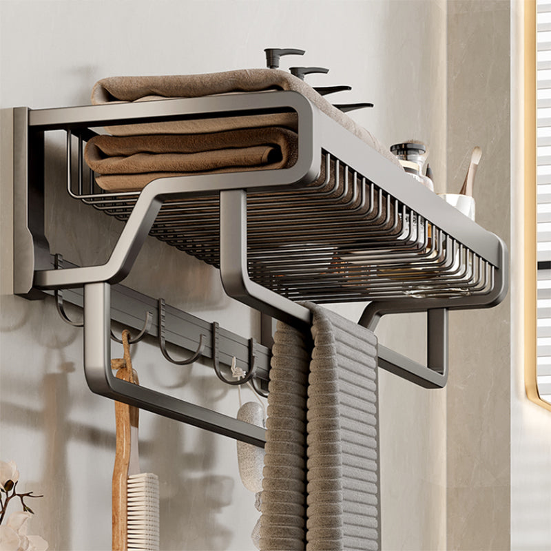 Contemporary bathroom accessory set made of matte stainless steel-aluminum with bathrobe hook/towel rail