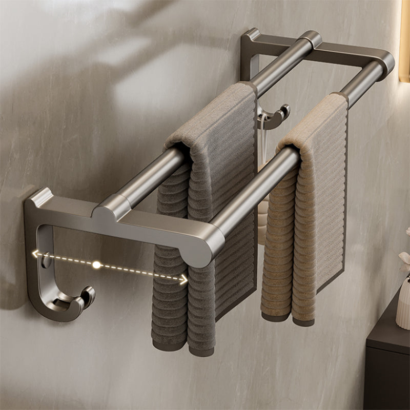 Contemporary bathroom accessory set made of matte stainless steel-aluminum with bathrobe hook/towel rail