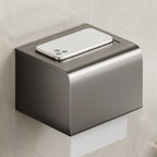 Contemporary bathroom accessory set made of matte stainless steel-aluminum with bathrobe hook/towel rail