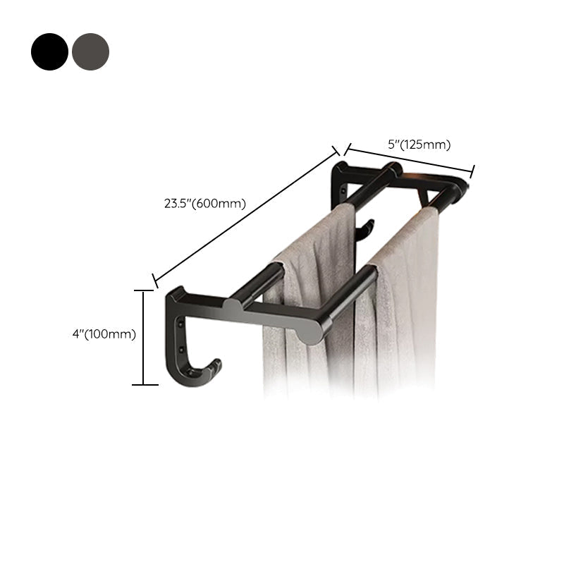 Contemporary bathroom accessory set made of matte stainless steel-aluminum with bathrobe hook/towel rail