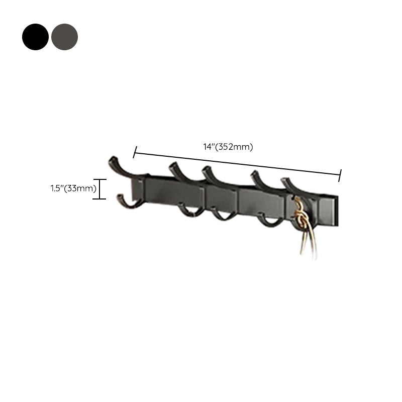 Contemporary bathroom accessory set made of matte stainless steel-aluminum with bathrobe hook/towel rail