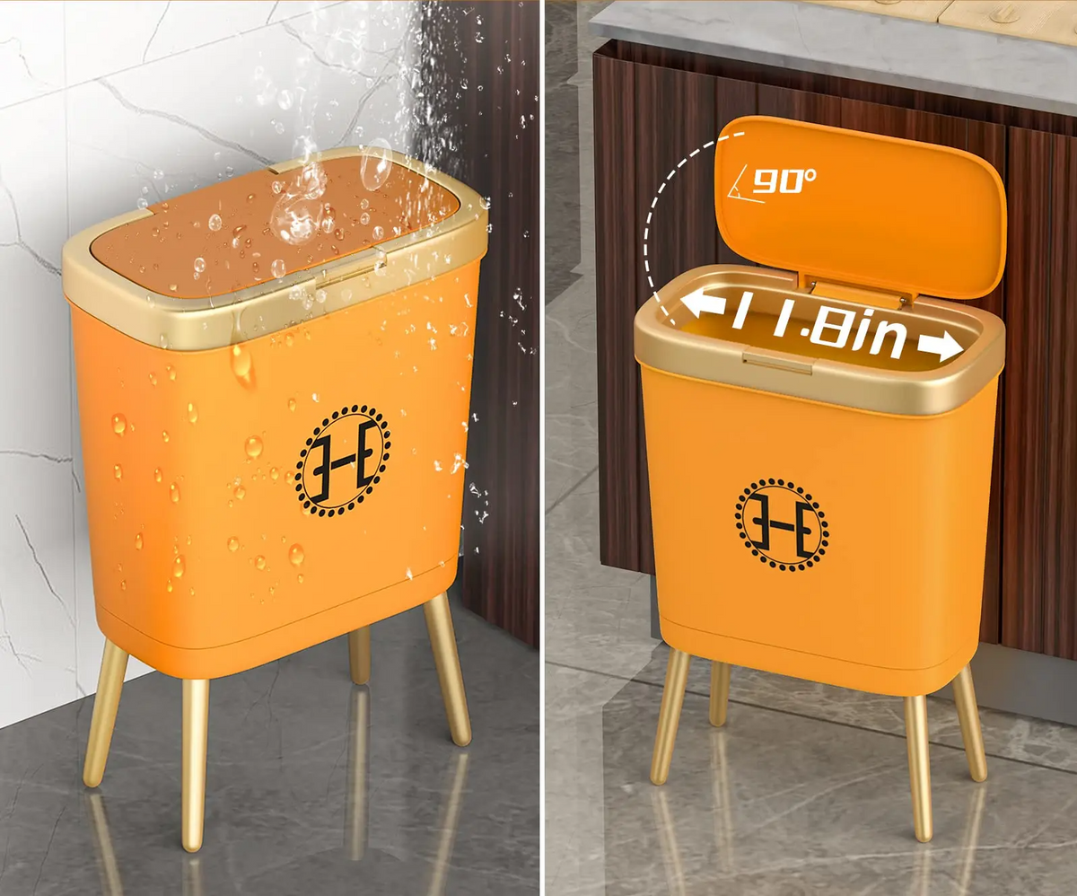 GoldenSlim Modern Trash Can with Lid