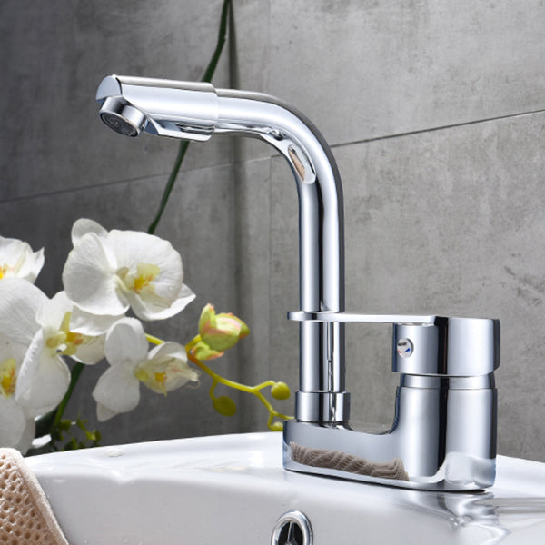 Chrome Round Washbasin Faucet with Swivel Spout for the Bathroom