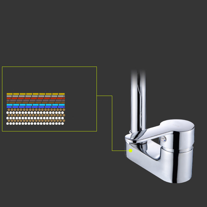 Chrome Round Washbasin Faucet with Swivel Spout for the Bathroom