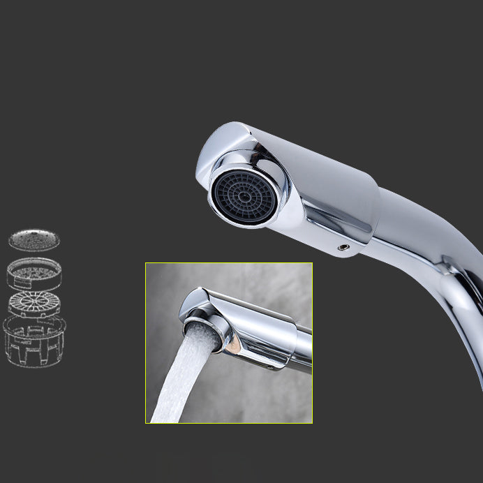 Chrome Round Washbasin Faucet with Swivel Spout for the Bathroom