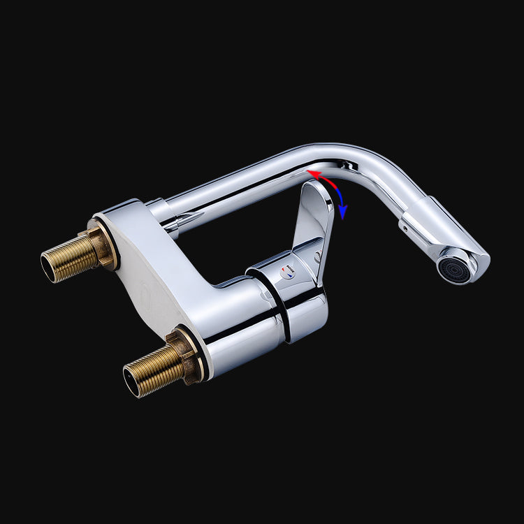 Chrome Round Washbasin Faucet with Swivel Spout for the Bathroom