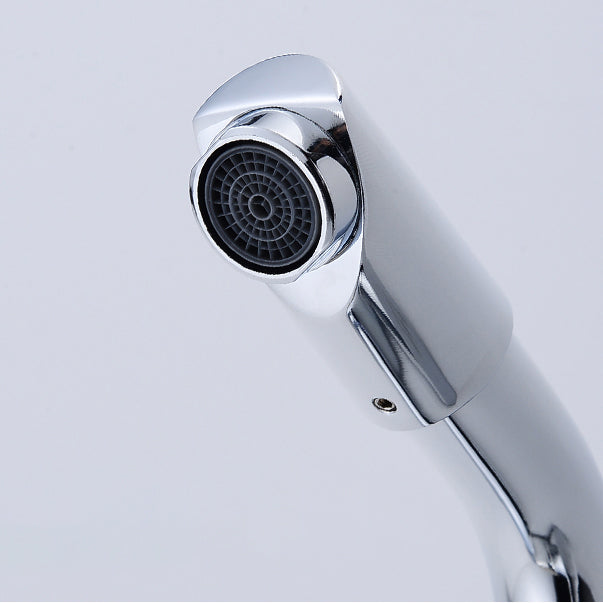 Chrome Round Washbasin Faucet with Swivel Spout for the Bathroom
