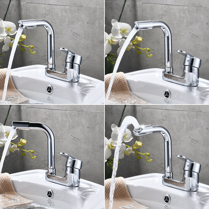 Chrome Round Washbasin Faucet with Swivel Spout for the Bathroom