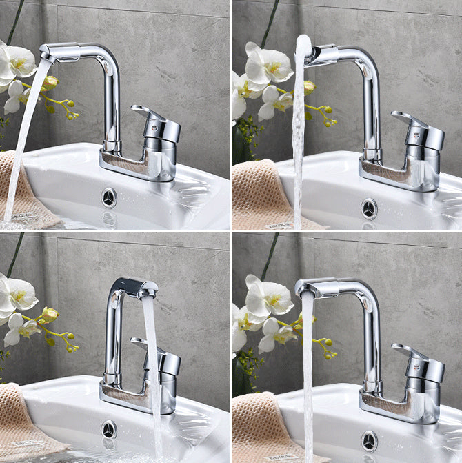 Chrome Round Washbasin Faucet with Swivel Spout for the Bathroom