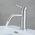 Stainless Steel Bathroom Faucet Chrome Lever Handle Sink Faucet with 1 Hole