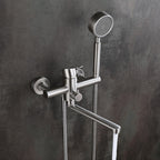 Wall-mounted metal bathtub filling low arch swivel bathtub mixer