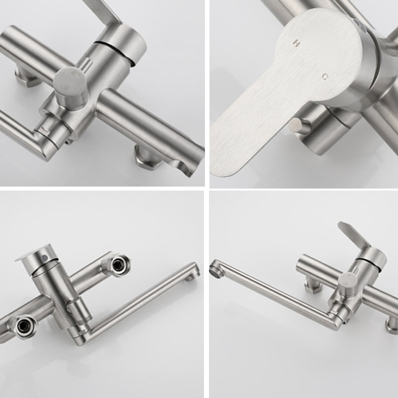 Wall-mounted metal bathtub filling low arch swivel bathtub mixer
