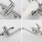 Wall-mounted metal bathtub filling low arch swivel bathtub mixer
