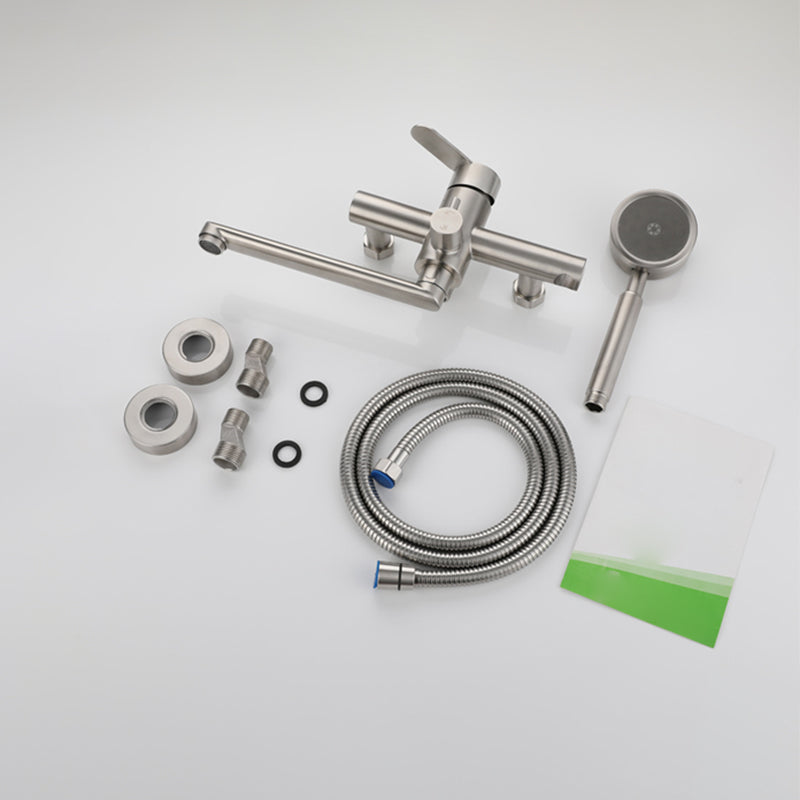 Wall-mounted metal bathtub filling low arch swivel bathtub mixer