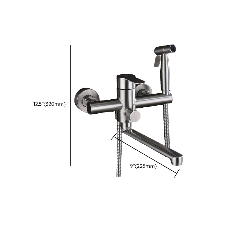 Wall-mounted metal bathtub filling low arch swivel bathtub mixer