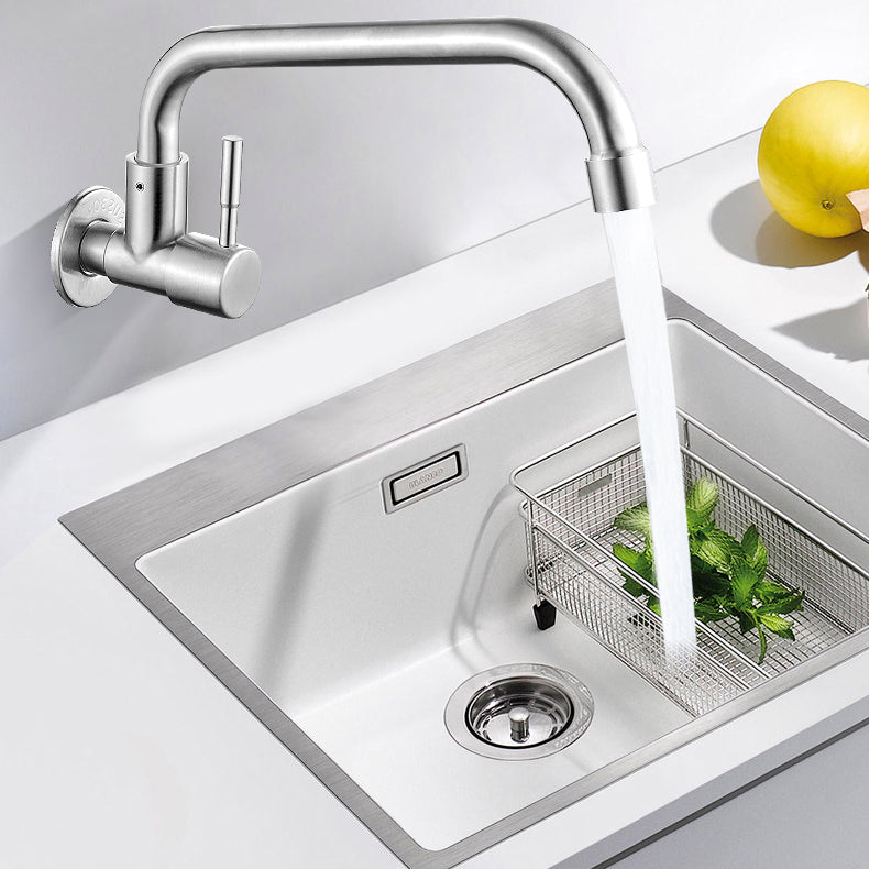 Modern Bridge Water Faucet 304 Stainless Steel Knob Handle Swivel Spout Wall Mounted Faucet