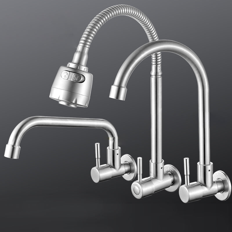 Modern Bridge Water Faucet 304 Stainless Steel Knob Handle Swivel Spout Wall Mounted Faucet