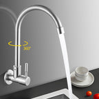 Modern Bridge Water Faucet 304 Stainless Steel Knob Handle Swivel Spout Wall Mounted Faucet