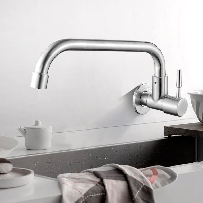 Modern Bridge Water Faucet 304 Stainless Steel Knob Handle Swivel Spout Wall Mounted Faucet