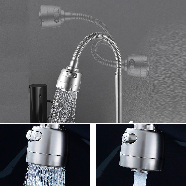 Modern Bridge Water Faucet 304 Stainless Steel Knob Handle Swivel Spout Wall Mounted Faucet