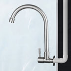 Modern Bridge Water Faucet 304 Stainless Steel Knob Handle Swivel Spout Wall Mounted Faucet